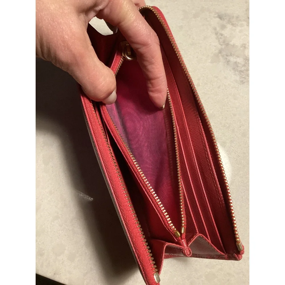 Prada Saffiano Leather Zip Around Wallet‎ Bow Accent Designer - Picture 4 of 13